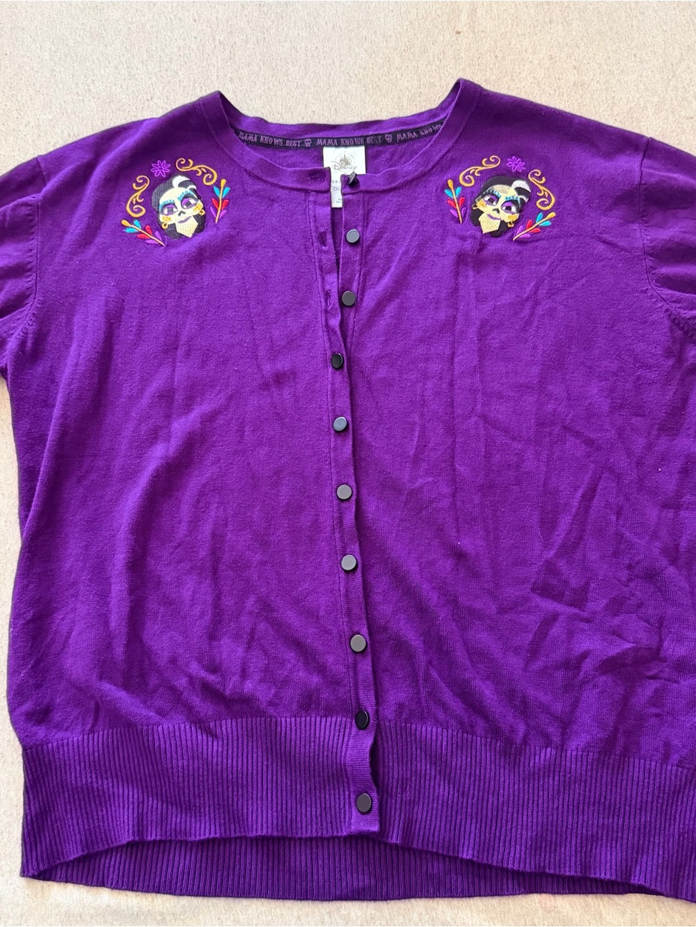 Disney Pixar COCO purple embroidered short sleeve cardigan - Picture 2 of 5